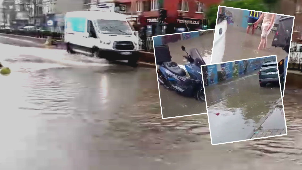 İstanbul'da etkili sağanak! Cadde ve sokaklar göle döndü!