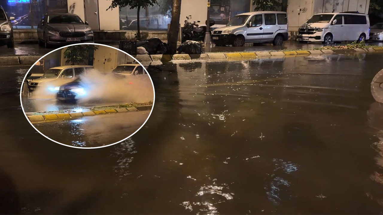 İstanbul'da etkili sağanak! Yollar göle döndü, araçlar ilerleyemedi!