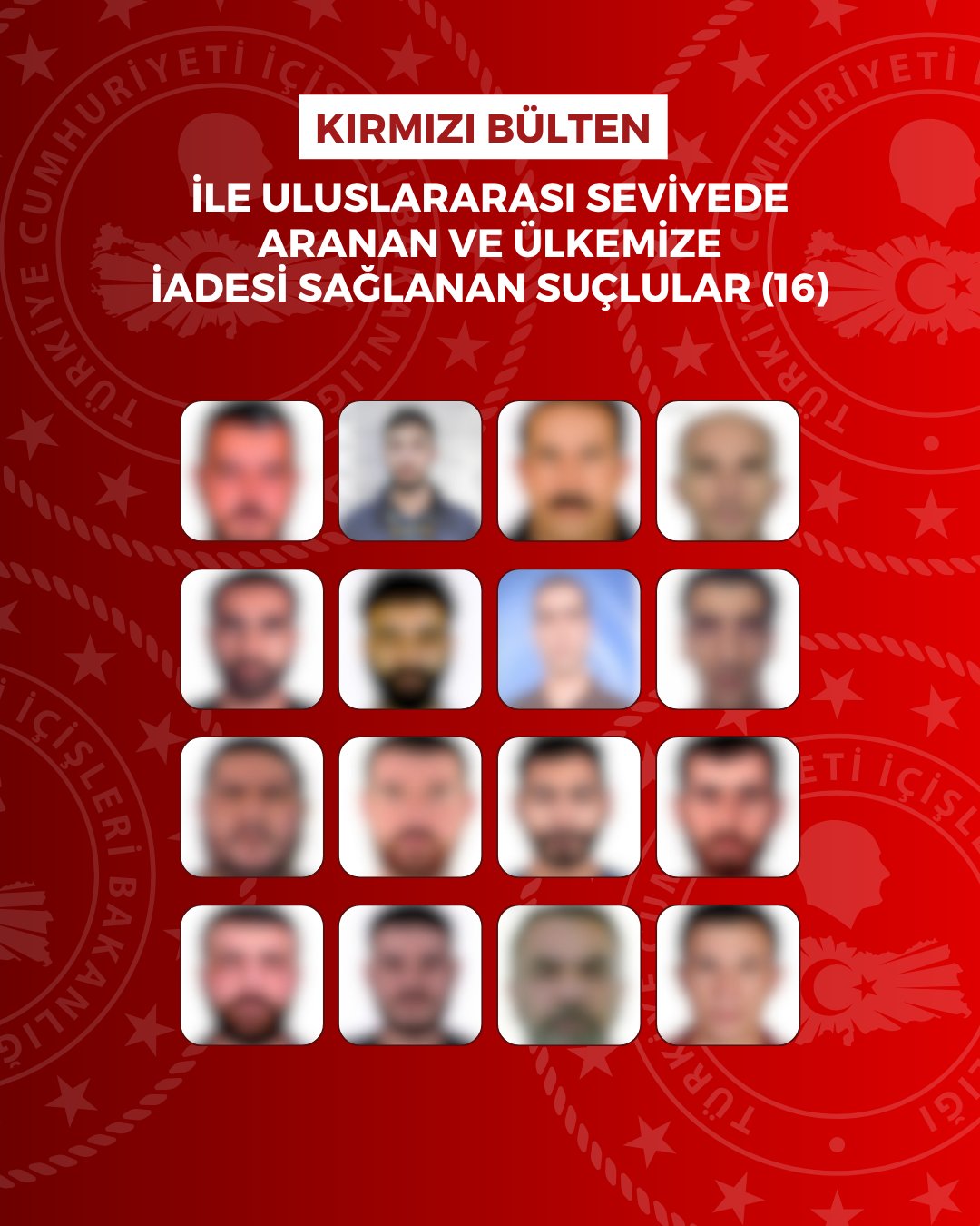 16'sı kırmızı bültenle aranan 60 firari suçlu yurda getirildi