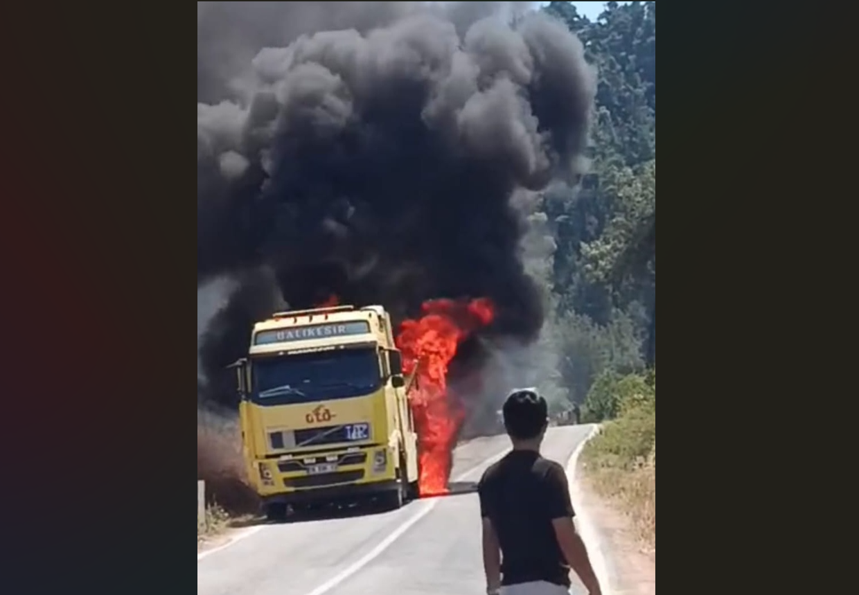Balıkesir'de kamyondaki yangın ormana sıçradı! Alevlerle mücadele sürüyor