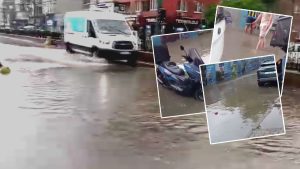 İstanbul’da etkili sağanak! Cadde ve sokaklar göle döndü!